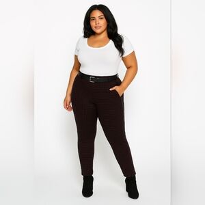 Designer Zanessi Deep Red And Black Checkerboard Pants Size 18
